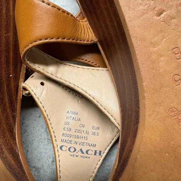 Coach Women's Brown Leather Sandals - Picture 5 of 5